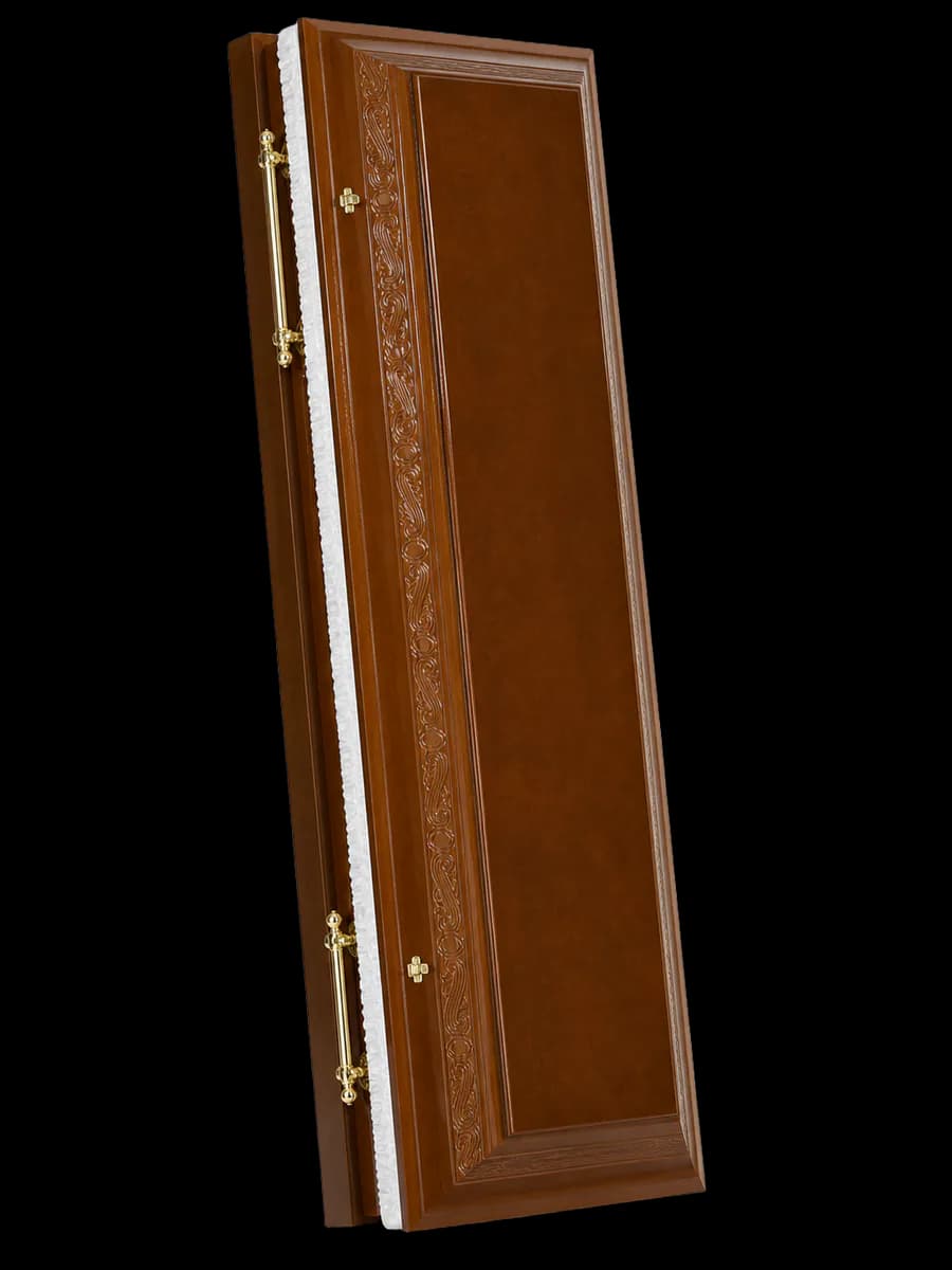 Sicriu american nuc standard cu interior capitonat și detalii decorative